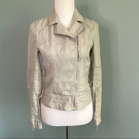 Olsen 100% linen asymmetrical zip up jacket xs - Picture 1 of 12
